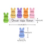 Personalisiertes 1-15 Osterhasen Familie Holzblock Set mit Namen Bunte Errötende Kaninchen Haus Deko Ostern Geschenk für Mama Oma