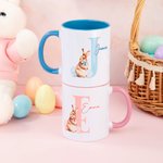 Personalized Cute Bunny Initial and Name 11oz Ceramic Mug 12oz Enamel Mug Sippy Cup Easter Party Favor Gift for Kids
