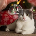 Gepersonaliseerd Olieverfschilderij Kerstmuts Hond Kat Foto Duidelijk Acryl Ornament met Naam en Jaar Eerste Kerstmis Home Decor Huisdier Feest Cadeau voor Huisdiereigenaren