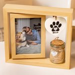 Cadre en Bois Personnalisé avec 1-2 Photos et Nom sur Ornement Bocal à Poils Inclus Décoration de Maison Cadeau Commémoratif pour Amoureux des Animaux