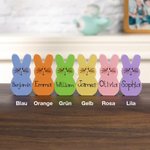 Personalisiertes 1-15 Osterhasen Familie Holzblock Set mit Namen Bunte Errötende Kaninchen Haus Deko Ostern Geschenk für Mama Oma