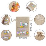 Gepersonaliseerde schattige konijn eieren Pasen Burlap Drawstring Treat Bag met naam Gelukkig Pasen Gift voor jongens meisjes