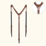 Personalisierter Einstellbarer Y-Form Träger Rindsleder mit Namen Gravur Klassischer Hosenträger Geschenk für Herren zum Geburtstag Vatertag Hochzeit