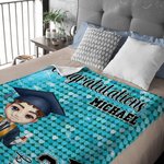 Coperta personalizzata con nome e anno di laurea per uomo, donna e donna.