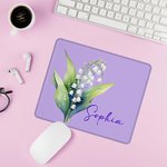 Personalised Multicolour Birth Flower Non-Slip Mouse Pad with Name Birthday Home Office Supplies Gift for Family Friends