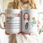 Personalizada Nacimiento Flor Arco Enfermera Doctor Caricatura Personaje 11/15oz Taza de Cerámica con Nombre Apreciación Regalo para el Personal Médico