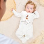 Body da neonati e maglietta da papà personalizzati con nome e anno con orsetto in 100% cotone regalo per festa del papà per uomini e neonati