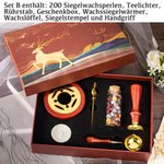 Personalisiertes Retro Siegelstempel-Set mit Handgriff Wachsperlen Wachssiegelwärmer Löffel Box Hochzeit Geburtstag Geschenk für Paar Bastelliebhaber