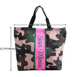 Personalized Camouflage Pink and Green Sorority Large Tote Bag with Name Travel Accessories Birthday Gift for Sisters Friends