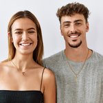 Personalized Heart-shaped and Gothic Sword Pendant Matching Necklace Set with Birthstone and Zircon Anniversary Birthday Gift for Couples