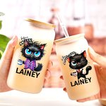 Personalisierte Cartoon-Charakter Tier vor Kaffee koffeinhaltigen Namen 20oz Glasbecher mit Stroh Büro Geburtstag Geschenk für Kaffee-Liebhaber Familie Freund