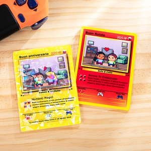 Carta TGC divertente personalizzata con testo nome personaggi classici in pixel carte da gioco regalo di anniversario e San Valentino per coppie