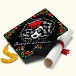 Personalized Floral Strong Girl Grad Cap Topper with Name Class of 2025 Self Encouragement Graduation Gift for Graduates