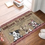Personalized Welcome To Our Home We're Friendly Licking Dancing And Welcoming You Door Mat Home Decoration Birthday Christmas Gift for Pet Owner