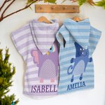 Personalisierter Tier Hamster Eule Streifen Schnelltrocknender Badeponcho Strandtuch mit Namen Sommer Urlaub Strand Geburtstag Geschenk für Kinder