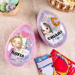 Uovo di Pasqua grande riempibile personalizzato con nome iniziale a tema coniglietto e personaggio regalo di Pasqua per bambini