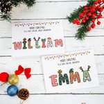 Personalised Merry Christmas Doodle Alphabet Greeting Card with Title and Name Christmas Party Gift for Family Members