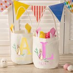 Borsa a secchiello con orecchie di coniglio Peter Rabbit personalizzata con iniziale e nome cestino per uova di Pasqua regalo per bambini