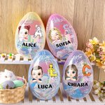 Uovo di Pasqua grande riempibile personalizzato con nome iniziale a tema coniglietto e personaggio regalo di Pasqua per bambini