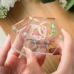 Personalized Birth Flower Birth Tree  Acrylic Magnetic Ring Box with Name and Date Engagement Wedding Gift for Bride Groom Couple
