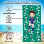 Gepersonaliseerde Cartoon Voetbal Figuur Grote Sneldrogende Strandlaken met Naam en Nummer Team Cadeau voor Voetballiefhebbers