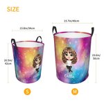 Personalisierte Faux Glitter Cartoon Charakter großen Namen zusammenklappbar Wäsche Aufbewahrungskorb mit Griff Housewarming Geburtstag Geschenk für Jungen Mädchen