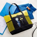 Personalizzato personaggio dei cartoni animati nascita fiore fiocco grande Oxford Tote Bag con nome e testo viaggio essenziale compleanno infermiere settimana regalo per il personale medico
