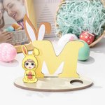 Personalised Easter Bunny Onesie Cartoon Character Initial Wooden Easter Egg Holder with Name Birthday Holiday Party Favor Gift for Kids