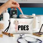 Pochette de maquillage en lin personnalisée avec nom et profession Cadeau d'anniversaire pour infirmière médecin personnel médical