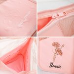 Personalisierte Vintage Geburt Blume Name Wasserdicht Vertikale Makeup Pinsel Tasche mit 10 Stück Makeup Pinsel Reisezubehör Geburtstag Geschenk für Frauen