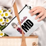 Pochette de maquillage en lin personnalisée avec nom et profession Cadeau d'anniversaire pour infirmière médecin personnel médical
