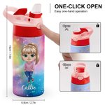 Personalisierte Fantasy Cartoon Character Name 12oz Kind isolierte Wasserflasche mit Griff und Stroh Geburtstag Geschenk für Jungen Mädchen