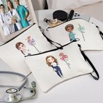 Personalisierte Bogen Stethoskop Geburt Blume Cartoon Charakter Kosmetiktasche mit Namen und Armband Krankenschwester Woche Anerkennung Geschenk für medizinisches Personal