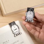 Personalized Cute Cat Mark Here Leather Magnetic Bookmark Clip with Name Reading Staintionary Supplies Birthday Gift for Pet Owners Bookworms