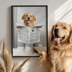 Personalized Reading Newspaper Cat Dog Photo Canvas Poster Framed Frameless Painting Wall Decor Birthday Memorial Gift for Pet Owners