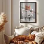 Personalized Reading Newspaper Cat Dog Photo Canvas Poster Framed Frameless Painting Wall Decor Birthday Memorial Gift for Pet Owners