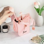 Personalisierte Vintage Geburt Blume Name Wasserdicht Vertikale Makeup Pinsel Tasche mit 10 Stück Makeup Pinsel Reisezubehör Geburtstag Geschenk für Frauen