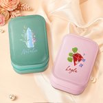 Personalisierte Floral Birthstone Name Schmuck-Box mit einstellbaren LED Make-up Spiegel Reise Essentials Geburtstag Geschenk für Frauen