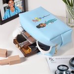 Borsa cosmetica in pelle PU con fiocco personalizzata con nome, regalo di compleanno e apprezzamento per la settimana dell'infermiere per il personale medico.