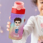 Personalisierte Fantasy Cartoon Character Name 12oz Kind isolierte Wasserflasche mit Griff und Stroh Geburtstag Geschenk für Jungen Mädchen