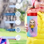 Personalisierte Fantasy Cartoon Character Name 12oz Kind isolierte Wasserflasche mit Griff und Stroh Geburtstag Geschenk für Jungen Mädchen