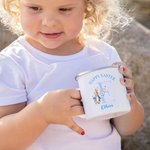 Personalized Cute Bunny Floral Initial 12oz Enamel Mug with Name Happy Easter Birthday Gift for Boys Girls