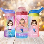Personalisierte Fantasy Cartoon Character Name 12oz Kind isolierte Wasserflasche mit Griff und Stroh Geburtstag Geschenk für Jungen Mädchen