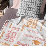 Gorro de Graduación Personalizado 2025 Colorido Manta Suave con Nombre y Nombre de la Escuela Decoración del Hogar Regalo de Graduación para Graduados