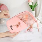 Personalisierte Vintage Geburt Blume Name Wasserdicht Vertikale Makeup Pinsel Tasche mit 10 Stück Makeup Pinsel Reisezubehör Geburtstag Geschenk für Frauen
