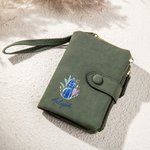 Portefeuille personnalisé en cuir PU à trois volets avec porte-cartes et dragonne Cadeau d'anniversaire pour les filles et les femmes