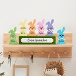 Personalisiertes Niedliches Cooles Lächelndes Gesicht Holz Kaninchen Beflockter Block Set Bunte Haus Deko Ostern Geburtstag Geschenk für Mama Oma