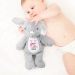 Personalized Pink Coquette Bow Initial Cute Easter Bunny Plush Stuffed Animal Toy with Name Easter Birthday Gift for Kids