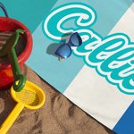 Personalised Four-colour Spliced Oversized Quick Dry Beach Towel with Name Birthday Beach Pool Party Gift for Kids Family