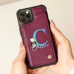 Personalized Classic Winnie the Pooh Leather Flip Wallet Phone Case with Name and RFID Blocking Card Holder Graduation Gift for Graduates